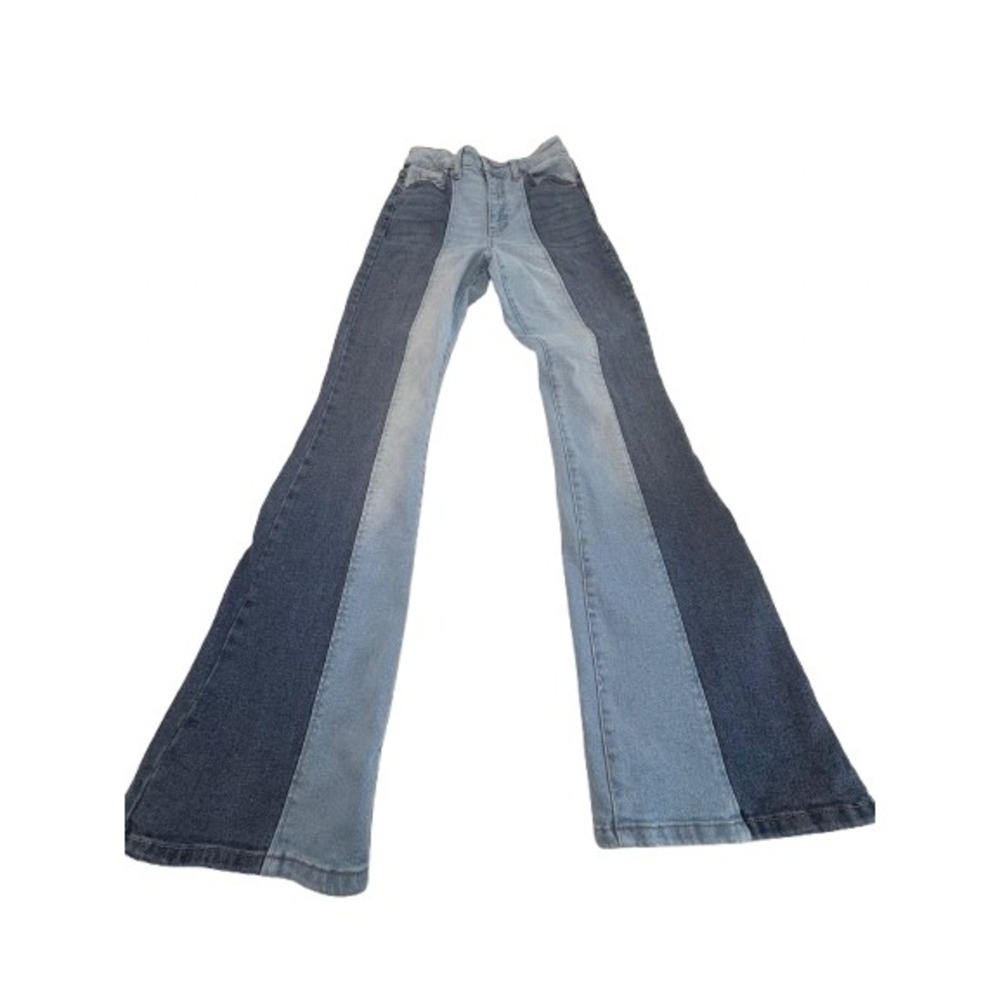 Altar'd State Jeans Women's 27/5 Two Tone Blue Flare Bell Bottom High Rise